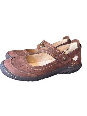 JBU Fawn Brown Faux Leather Mary Jane Memory Foam Comfort Vegan Shoes Size 6.5